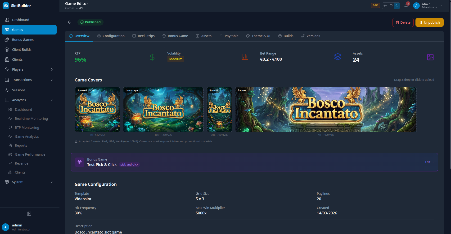 SlotBuilder Dashboard